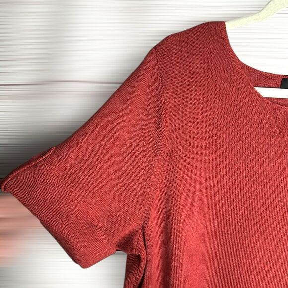 Dana Buchman Woman Terracota Knit Top Short Sleeve Round Neck size 2X Vintage - Picture 4 of 7